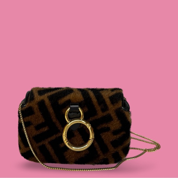 Fendi Sherling Zucca Baguette Nano Bag Charm - Picture 7 of 12